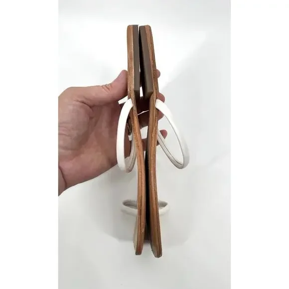 Jeffery Campbell Darby Sandals Size 8 All Leather Toe Ring White Shoes Flip Flop - Picture 4 of 6